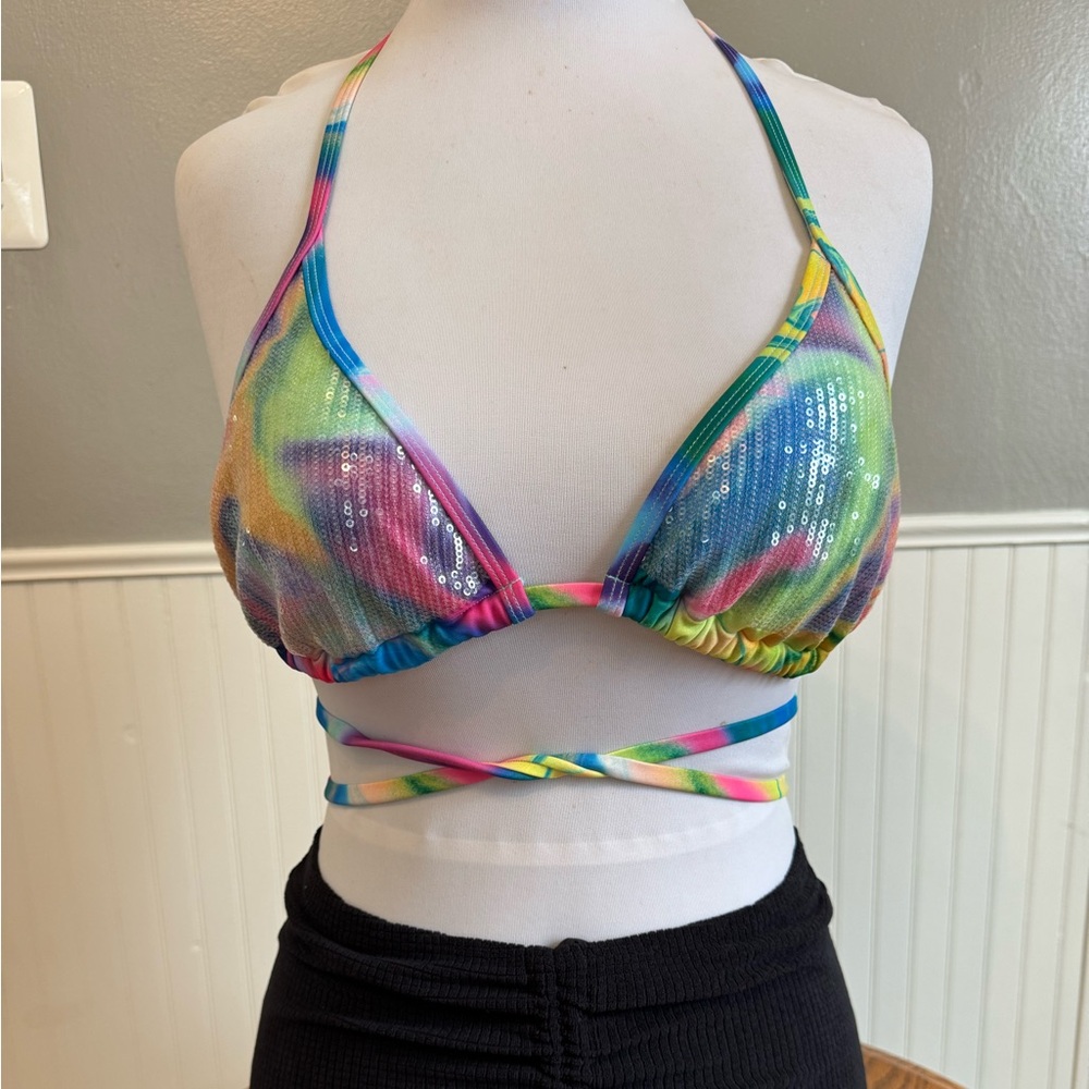 Colorful Sequin Bikini Top